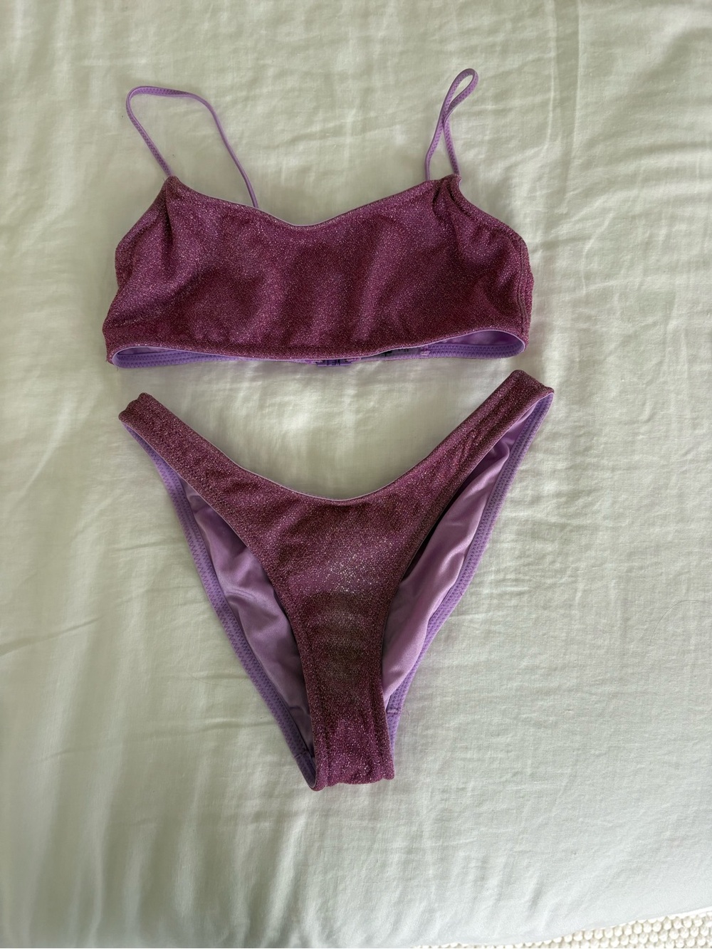 triangl swimwear Shimmery Lavender/Purple Two-Piece Bandeau Bikini